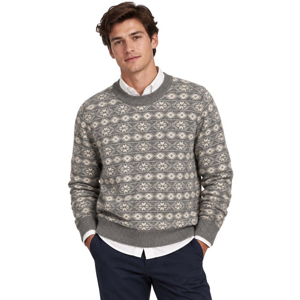 Gap Sweater Mens Large Lambs Wool Fair Isle Snowflake Christmas Holiday Nordic